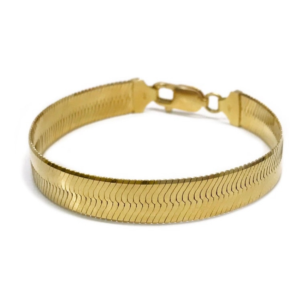 Herringbone 18K Gold plated bronze bracelet